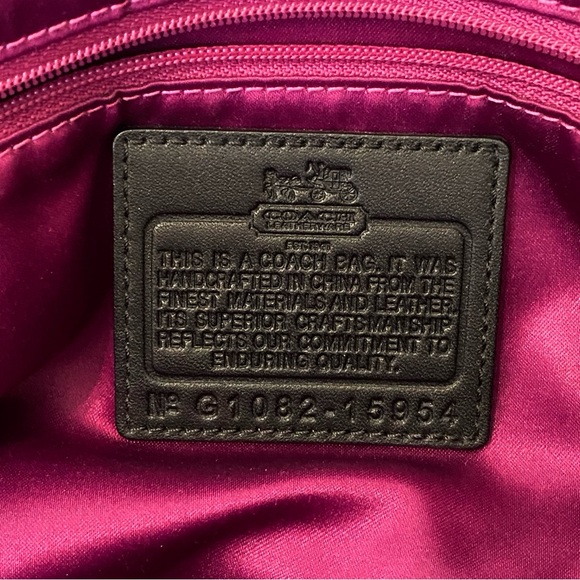 COACH BLACK CROC PRINT LEATHER ZIP CLOSURE TOP HANDLE SILVER BUCKLE PURSE BAG - Picture 10 of 12